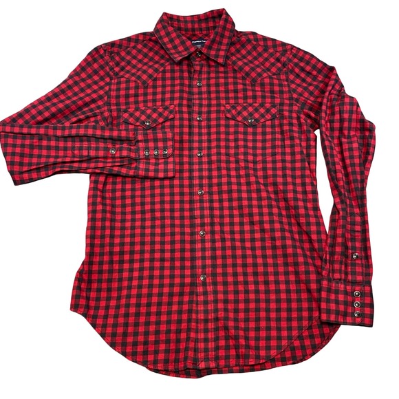 Ralph Lauren Sport Tops - Ralph Lauren Sport Womens Red‎ Black Buffalo Plaid Western Snap Button Shirt 8